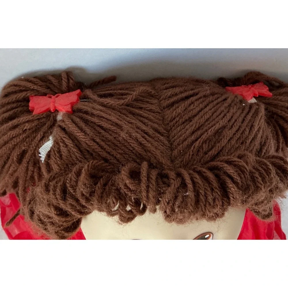 Vintage 1984 Doll Brown Yarn‎ Hair Red Dress 18in Retro Toy